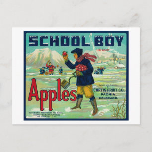 Carte Postale Paonia, Colorado - School Boy Apple Étiquette