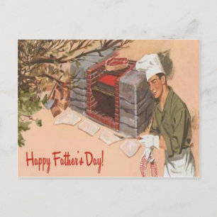 Carte Postale Papa Barbeque BBQ Rétro Annonce Fête des pères Vin
