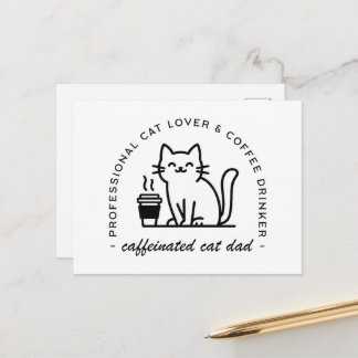 Carte Postale Papa chat et amateurs de café hommes hipster drôle