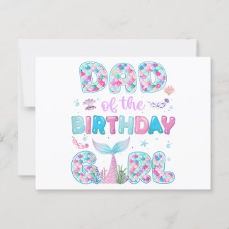 Carte Postale Papa de la fille mermaid de l'anniversaire Famille