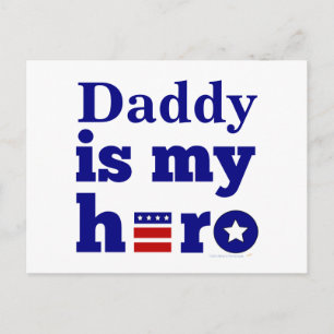 Carte Postale Papa est mon héros Patriotique Rouge Blanc et Bleu