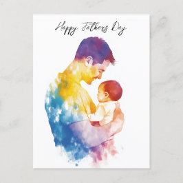 Carte Postale Papa et son fils silhouette fête des pères pliage