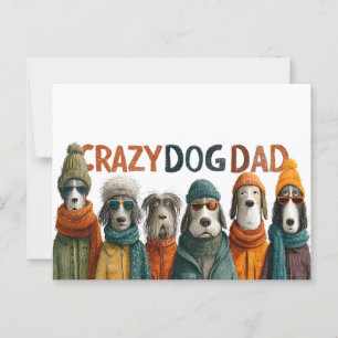 Carte Postale "Papa fou de chien" avec des chiens en vêtements d