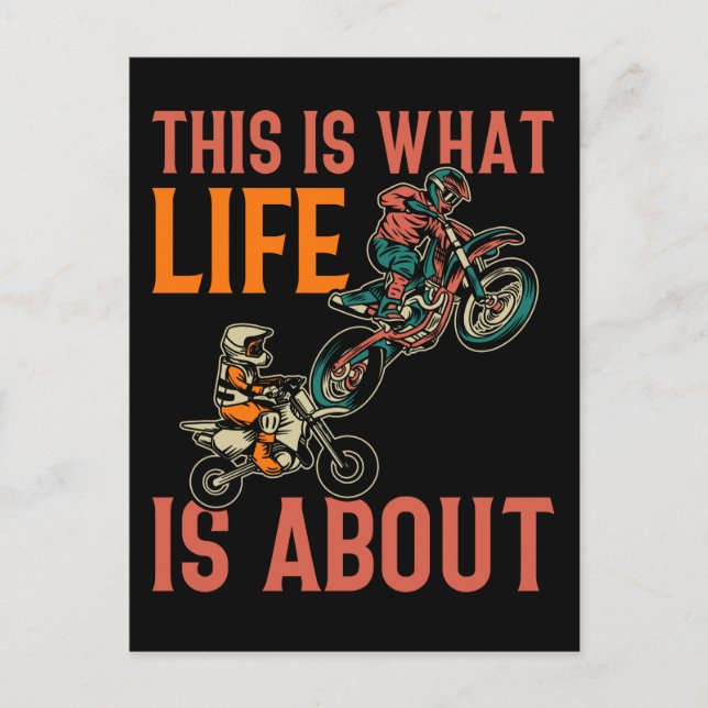 Carte Postale Papa Motocross Fils Moto Tout-Terrain Père et Enfa (Devant)