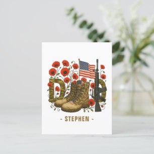 Carte Postale Papa Patriote – Drapeau USA avec Bottes de Combat