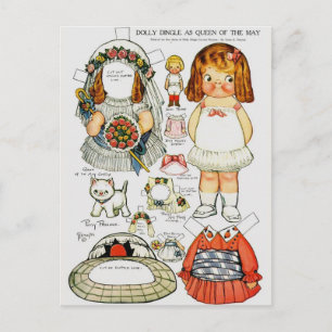 Carte Postale Paper Dolly Queen of the May Paper Doll Postcard