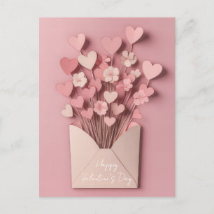 Carte Postale Papercut Heart and Flowers Valentine's Greeting