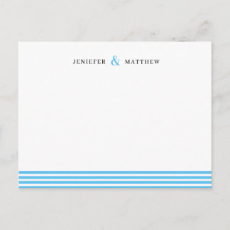 Carte Postale Papeterie personnalisée pour couples à rayures ble