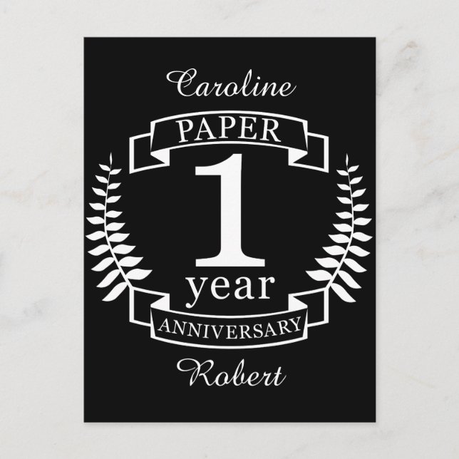Carte Postale Papier 1er anniversaire mariage 1 an (Devant)