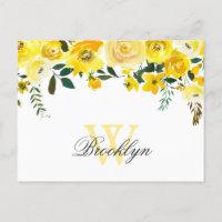 Papier à lettres floral monogrammé aquarelle Merci