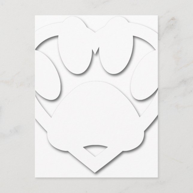 Carte Postale Papier Coupe Chien Paw Et Forme Coeur (Devant)