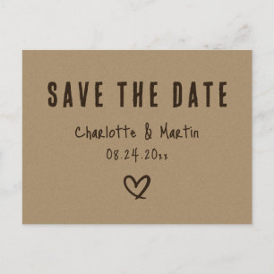 Carte Postale Papier Kraft Mariage Champêtre Rustique Save The D
