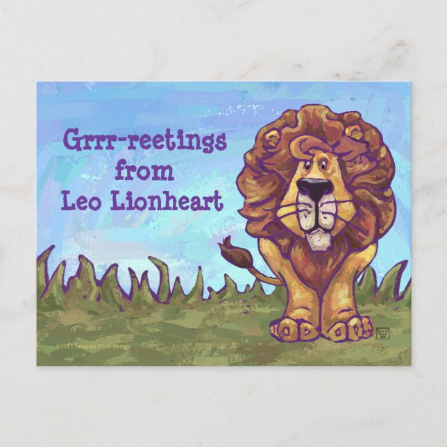 Carte Postale Papier Lion (Devant)