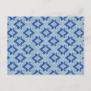 Carte Postale Papier peint Art Déco Motif, gris / gris et bleu