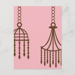 Carte Postale Papier peint damassé lustre motif