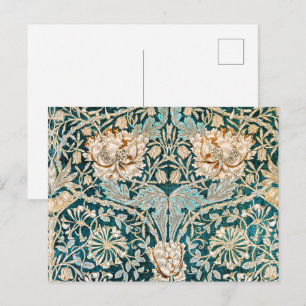 Carte Postale Papier peint floral Morris Teal Blue Honeysuckle