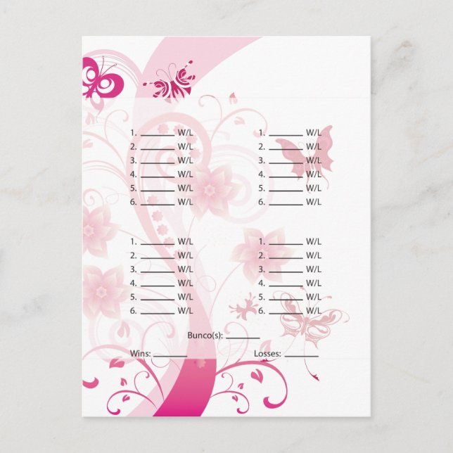 Carte postale Papier rose Bunco Card/feuille (Devant)