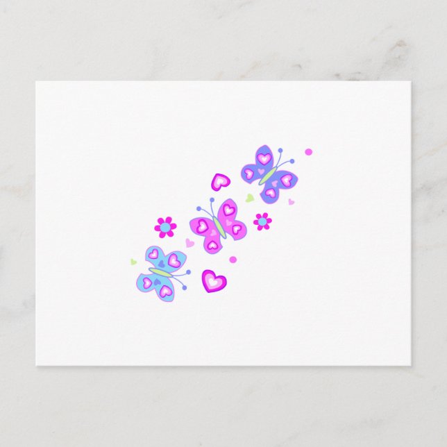 Carte Postale papillon aux coeurs (Devant)