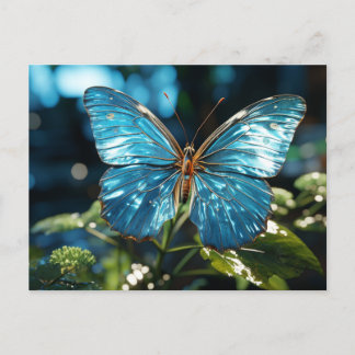 Carte Postale Papillon bleu assez transparent