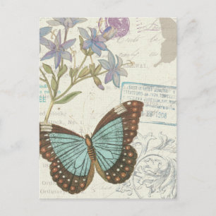 Carte Postale Papillon bleu et Brown