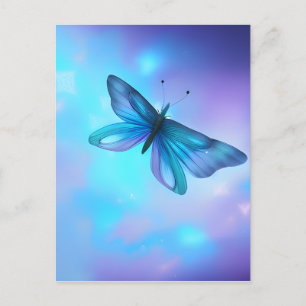 Carte Postale Papillon bleu et violet surréaliste