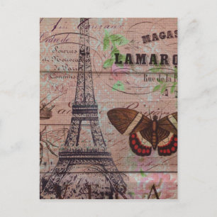 Carte Postale papillon d'abeille française Paris Tour Eiffel