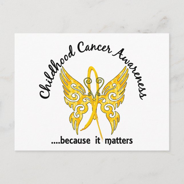 Carte Postale Papillon de tatouage Grunge 6.1 Cancer de l'enfant (Devant)