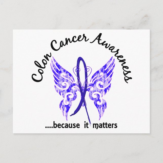 Carte Postale Papillon de tatouage Grunge 6.1 Cancer du côlon (Devant)