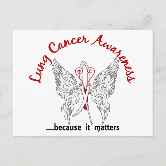 Carte Postale Papillon de tatouage Grunge 6.1 Cancer du poumon (Devant)
