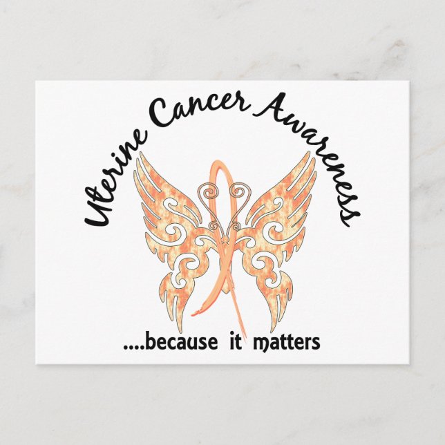 Carte Postale Papillon de tatouage Grunge 6.1 Cancer utérin (Devant)