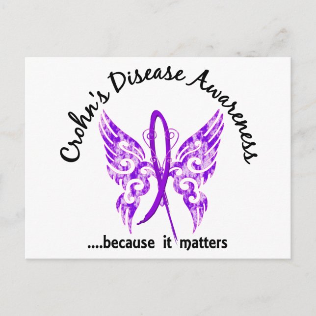 Carte Postale Papillon de tatouage Grunge 6.1 Maladie de Crohn (Devant)