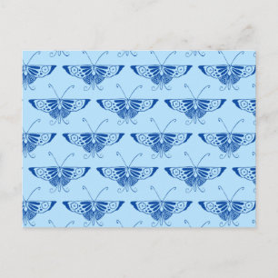 Carte Postale Papillon déco stylisé - cobalt et bleu pâle