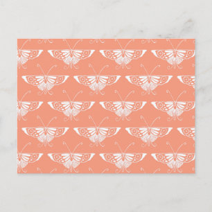 Carte Postale Papillon Deco stylisé - corail orange