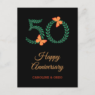 Carte postale papillon du 50e anniversaire du Mari