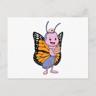 Carte Postale Papillon en infirmière
