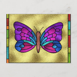 Carte Postale Papillon en verre tendu
