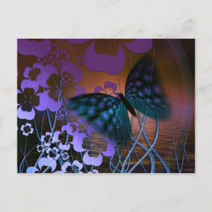 Carte Postale Papillon et fleurs