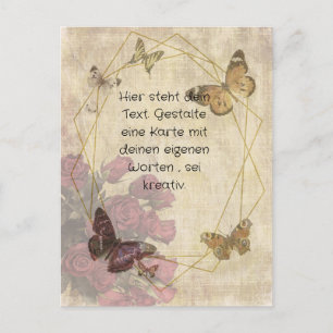 Carte Postale Papillon et fleurs # 11 , personnalisables