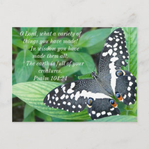 Carte Postale Papillon et versets bibliques