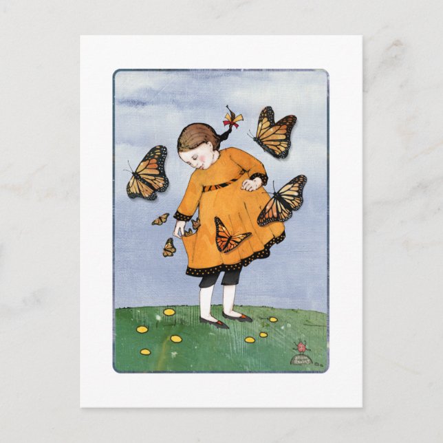 Carte postale Papillon fille (Devant)