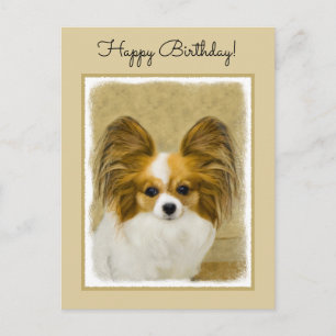 Carte Postale Papillon (Hound Tri) Peinture - Art Chien original