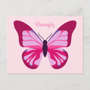 Carte Postale Papillon jolie rose violet