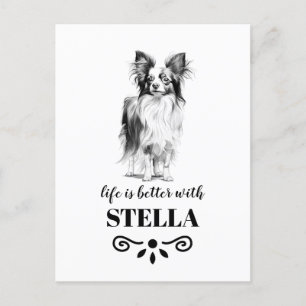 Carte Postale Papillon Life est meilleur avec Custom Dog Name