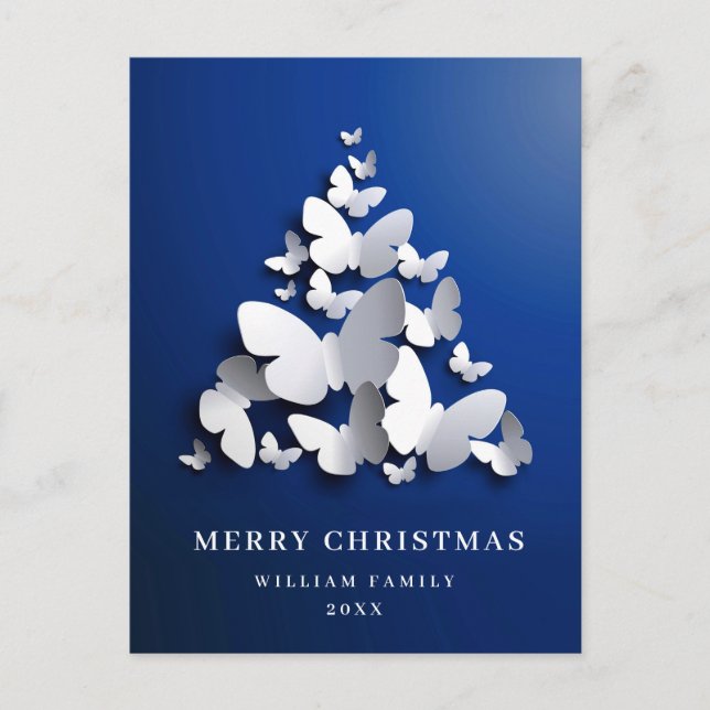 Carte Postale Papillon Monarque Noël Arbre de voeux Fête (Devant)