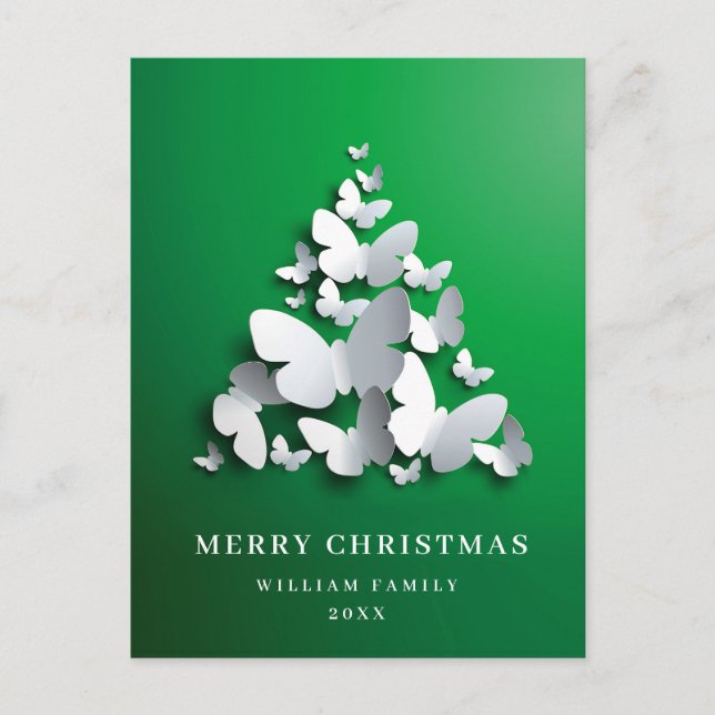 Carte Postale Papillon Monarque Noël Arbre de voeux Fête (Devant)