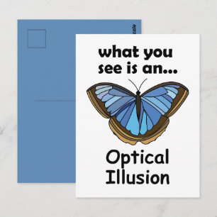 Carte Postale Papillon Morpho Bleu Illusion d'Optique Citation D