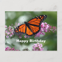 Carte Postale Papillon orange monarch floral photo anniversaire