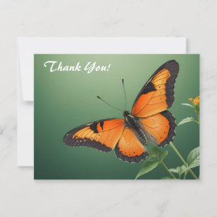 Carte Postale Papillon orange sur fond vert