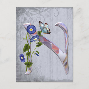 Carte Postale Papillon précieux initial N