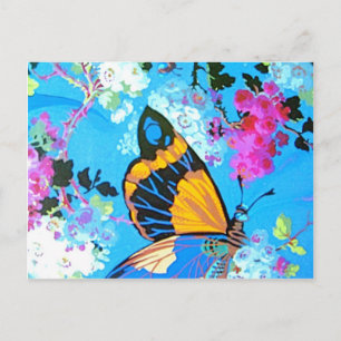 Carte Postale Papillon rose et bleu